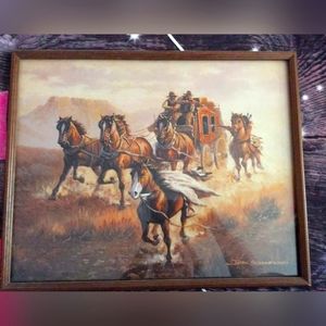 Cowboys & Indian print (framed)